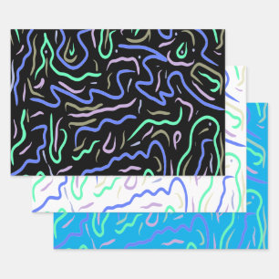 Funky Abstract Digital Art Wrapping Paper Sheet