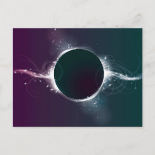 Funky abstract eclipse with swirls postcard