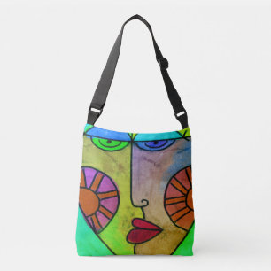 Funky Abstract Face Crossbody Bag