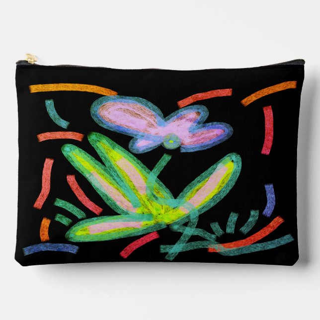 Funky Abstract Floral Art Accessory Pouch (Front)