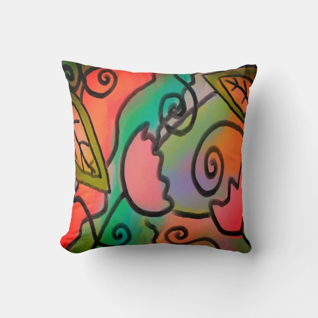 Funky Abstract Floral Cushion (Front)