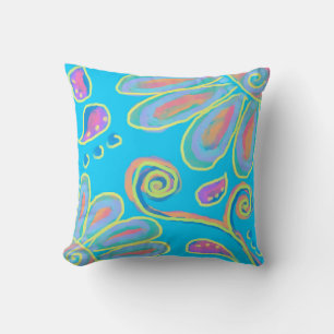 Funky Abstract Floral Throw Pillow
