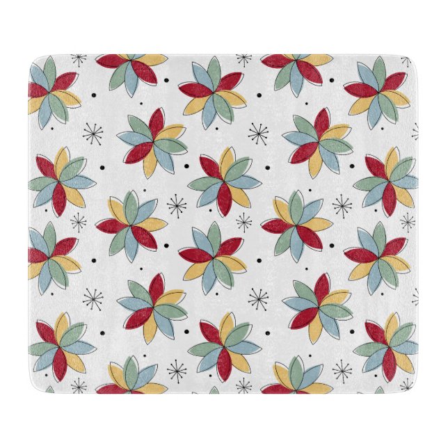 Funky Abstract Flowers Mid Century Modern Cutting Board (Front)