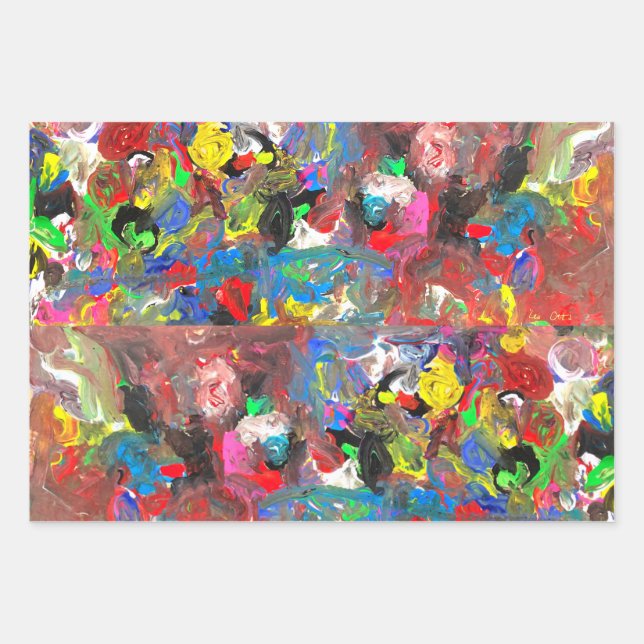 Funky Abstract Joyful Colourful Wrapping Paper Sheet (Front)