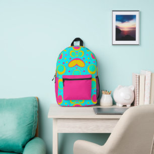 Funky Abstract Pattern With Name Printed Backpack