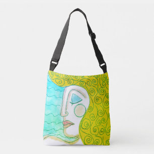 Funky Abstract Portrait of a Woman Crossbody Bag