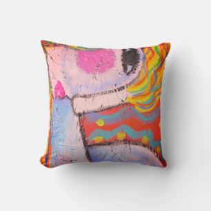 Funky Abstract Portrait of a Woman Cushion