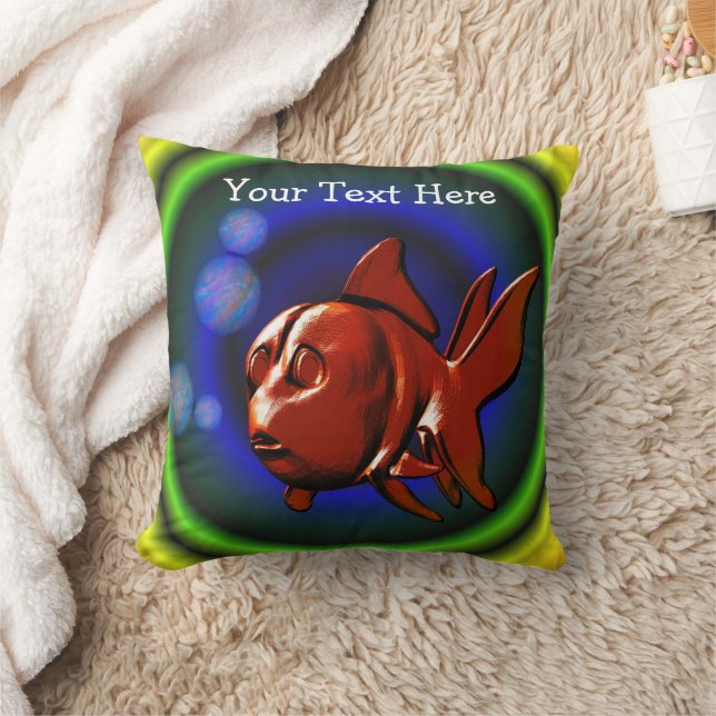 Funky Abstract Red Goldfish Personalised Cushion (Blanket)