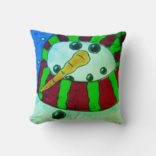 Funky Abstract Snowman Christmas Cushion