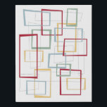 Funky Abstract Squares Mid Century Faux Canvas Print<br><div class="desc">This funky mid-century modern faux canvas print features dark red,  light blue,  soft green,  and yellow abstract squares and rectangles. It's highlighted by thin black abstract squares and rectangles. Add a pop of retro fun to your home decor!</div>