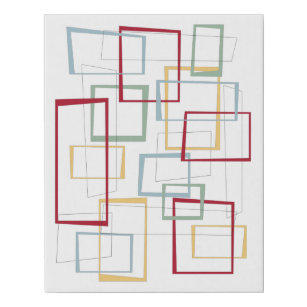 Funky Abstract Squares Mid Century Faux Canvas Print