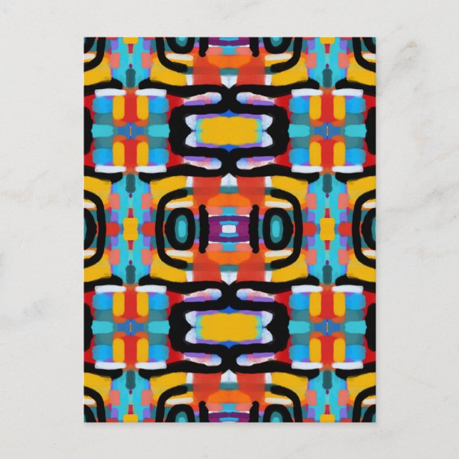 Funky Abstract Unique Colours Hand Painted Look Postcard (Front)