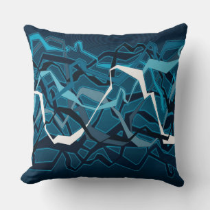 Funky Abstract Waves Blue Cushion