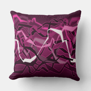 Funky Abstract Waves Pink Throw Pillow