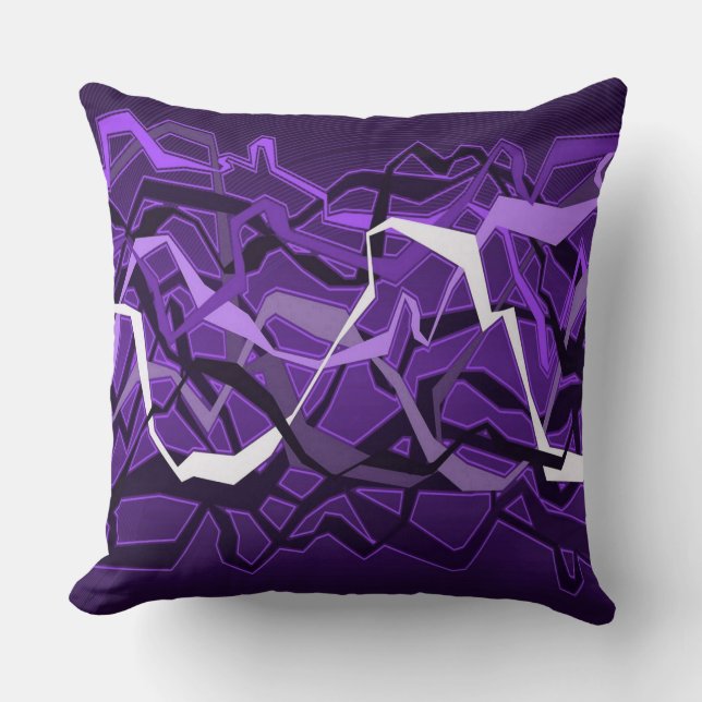 Funky Abstract Waves Purple Throw Pillow (Front)