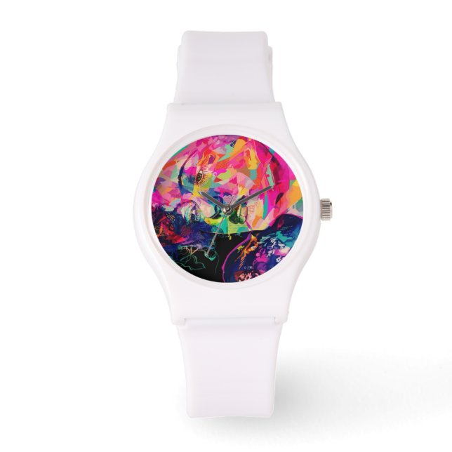 funky abstract woman's face watch (Front)