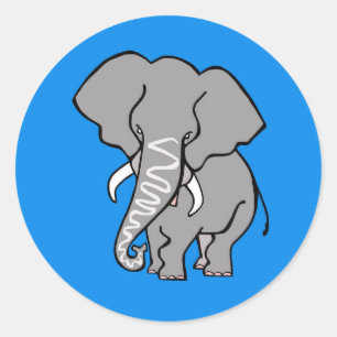 Funky African ELEPHANT - Nature - Blue Sticker