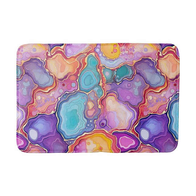 Funky Agate Geode Abstract Pattern Bathroom  Bath Mat (Front)