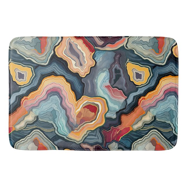 Funky Agate Geode Abstract Pattern Bathroom  Bath Mat (Front)