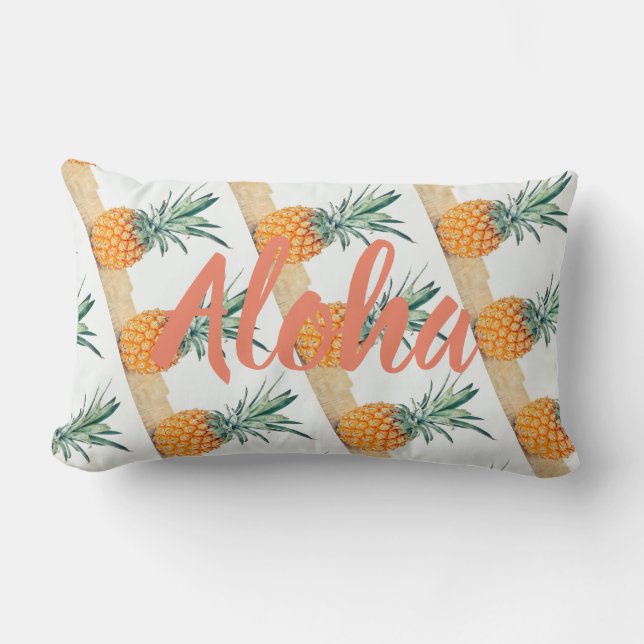 Funky Aloha Pineapple Print Throw Pillow Cushion (Front)