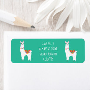 Funky alpaca drama llama return address label