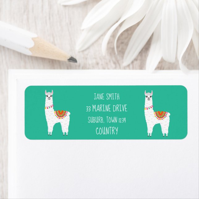 Funky alpaca drama llama return address label (Insitu)