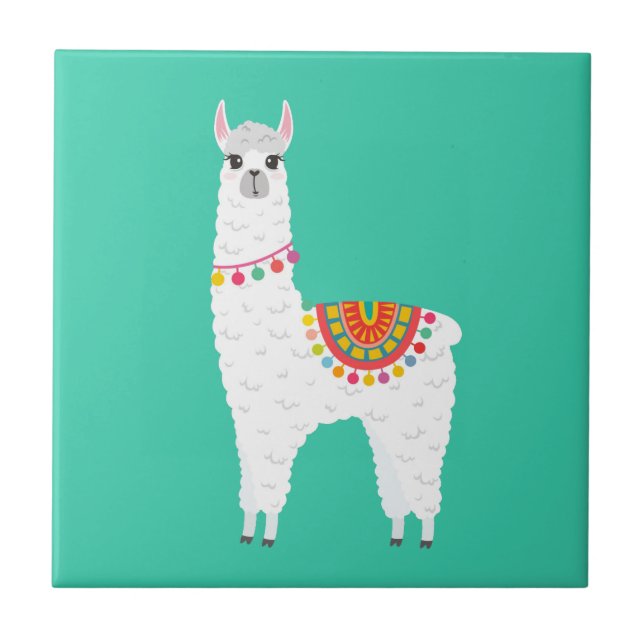 Funky Alpaca llama drama cute animal Ceramic Tile (Front)