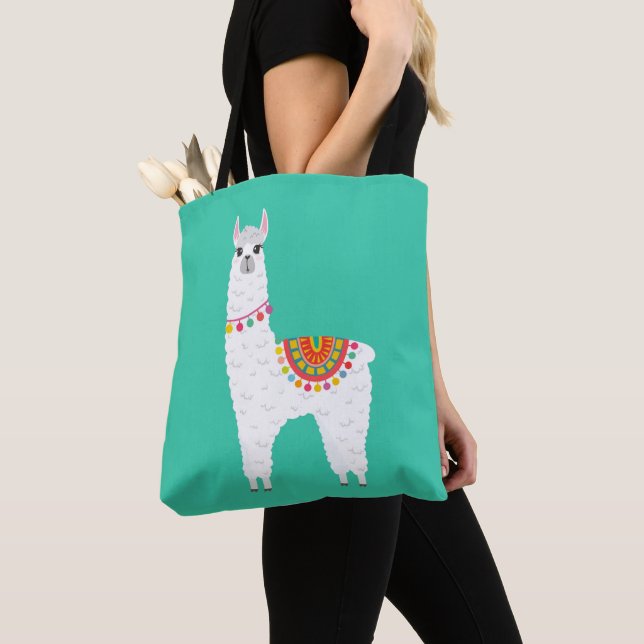 Funky Alpaca llama drama cute animal Tote Bag (Close Up)