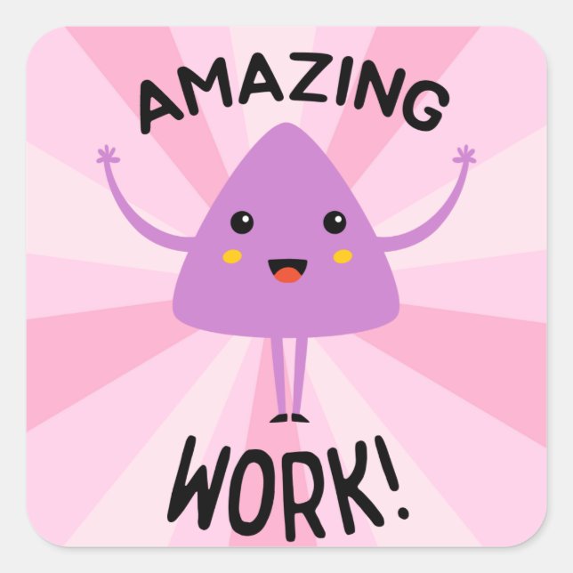 Funky Amazing Work Teacher Student Reward Square Sticker (Front)