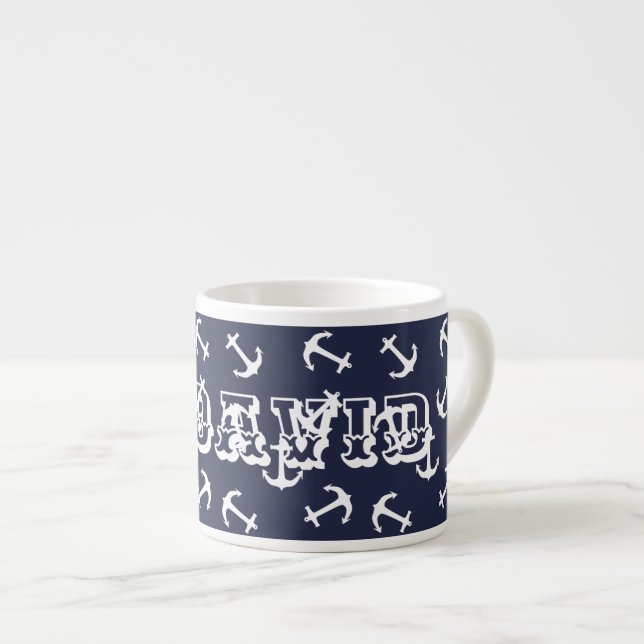 Funky Anchor Captain Coffee Espresso Your Name Mug (Front Right)