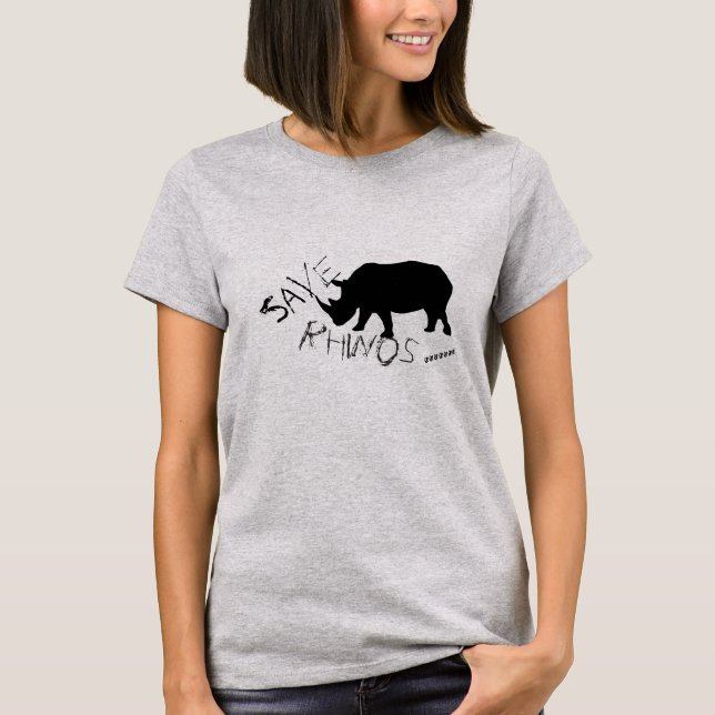 Funky and Stylish Save Rhinos T-Shirt Top (Front)