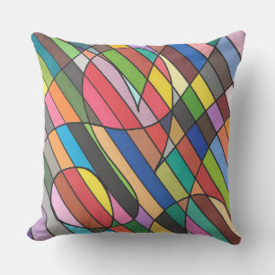 Funky and wild colourful stripe design cushion