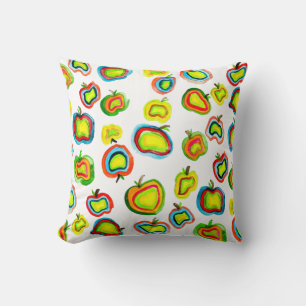 Funky apple watercolor fruit design cushion