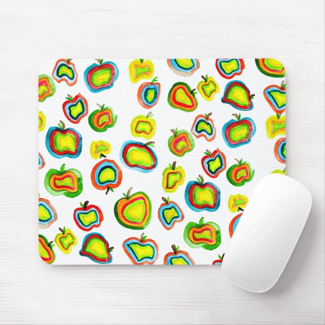 Funky apple watercolor fruit design mouse pad (With Mouse)