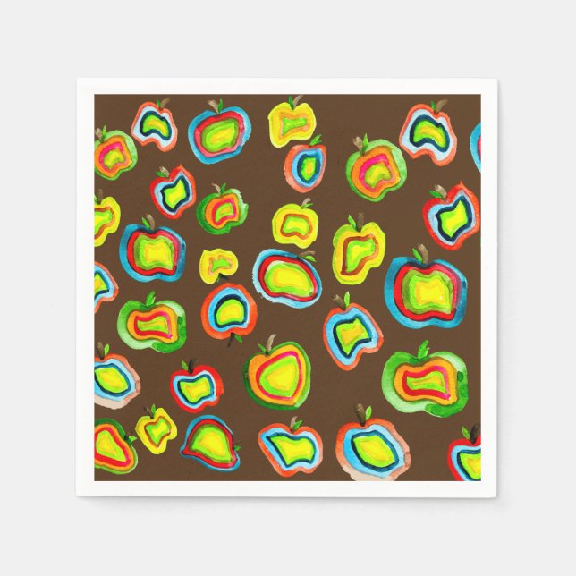 Funky apple watercolor fruit design napkin (Front)