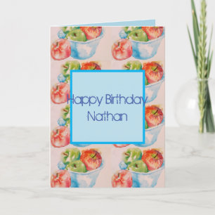 Funky Apple Watercolour Painting Birthday Card