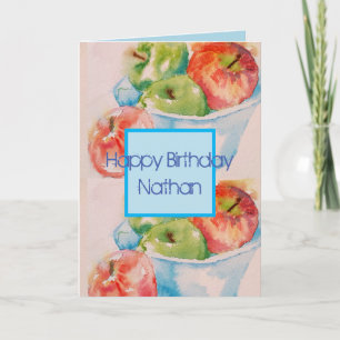 Funky Apple Watercolour Painting Birthday Card