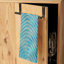 Funky Aqua Turquoise Blue Curved Lines Art Pattern