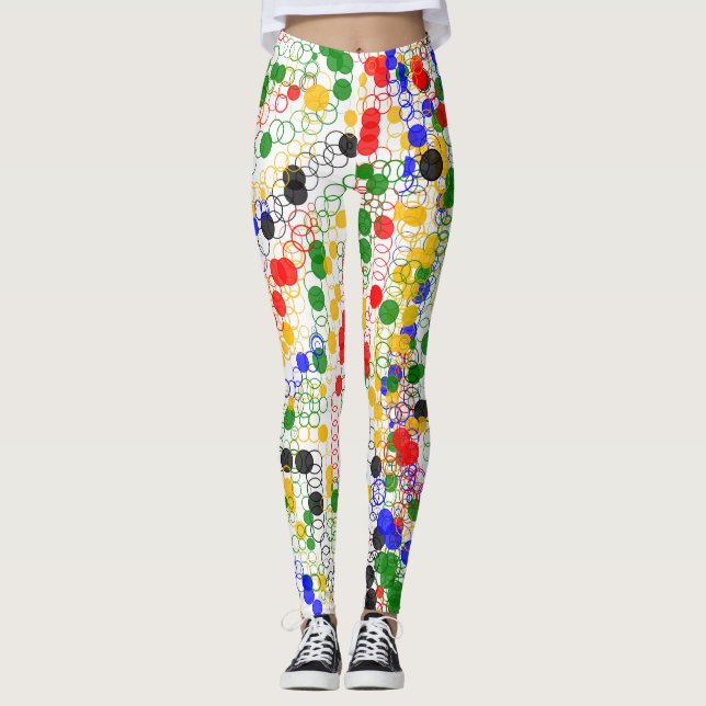 Funky Art Deco Circle Rings Leggings (Front)