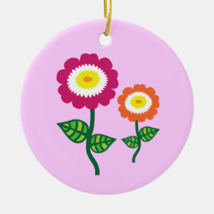 Funky Art Flowers Ceramic Tree Decoration
