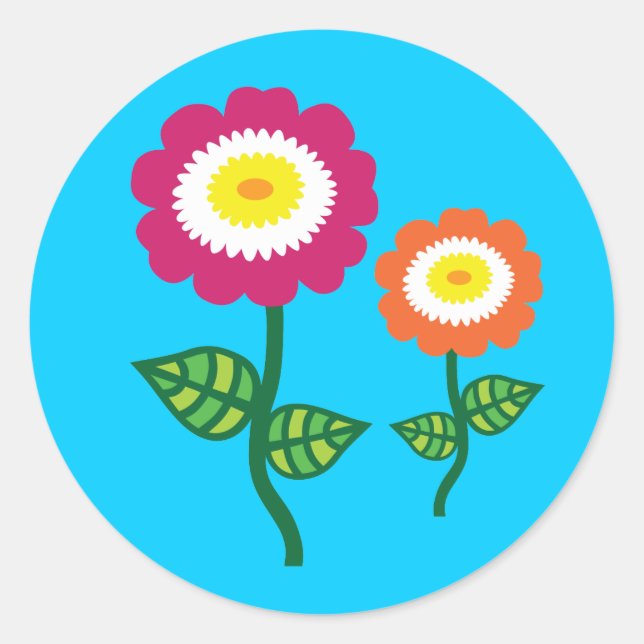 Funky Art Flowers Classic Round Sticker (Front)