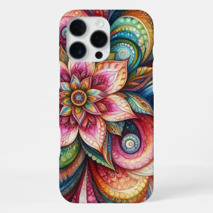 Funky Artsy Colourful Paisley Floral Art Pattern iPhone 16 Pro Max Case