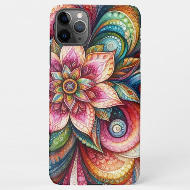 Funky Artsy Colourful Paisley Floral Art Pattern iPhone Case (Back)