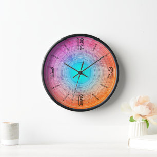 Funky Arty Cerise Pink Aqua Designed Wall Clock