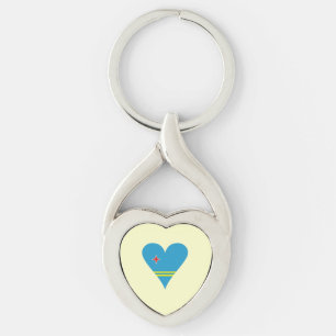 Funky Aruba Heart Flag Key Ring