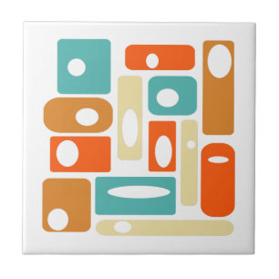Funky Atomic Age Rectangles Mid Century Modern Ceramic Tile