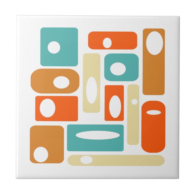 Funky Atomic Age Rectangles Mid Century Modern Ceramic Tile (Front)