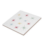 Funky Atomic Starbursts Mid Century 1950s Ceramic Tile<br><div class="desc">Funky up your tiling project with this fabulous atomic era starburst mid century ceramic tile. This design features starbursts in red,  blue,  green,  and yellow and accented with black dots.</div>