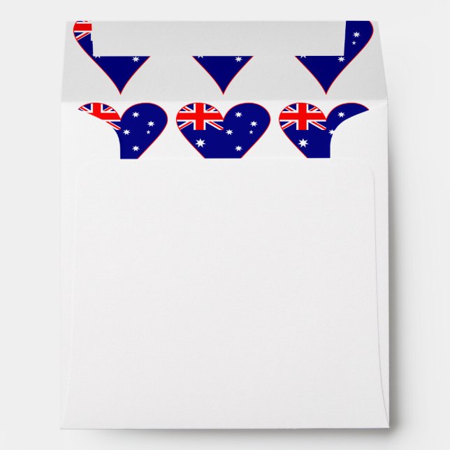 Funky Australia Heart Flag Red Border Tiled Envelope (Back (Bottom))
