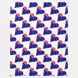 Funky Australia Heart Flag Red Border Tiled Fleece Blanket